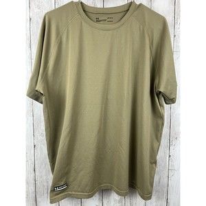 Under Armour HeatGear Tactical T-Shirt Men's Size LG L Large Loose Fit Tan Beige